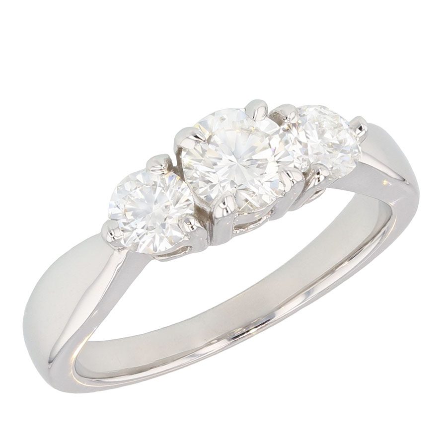 Three Diamonds in White Gold Ring