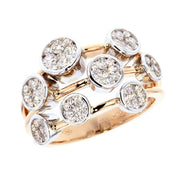 Diamond Clusters in White and Rose Gold Ring