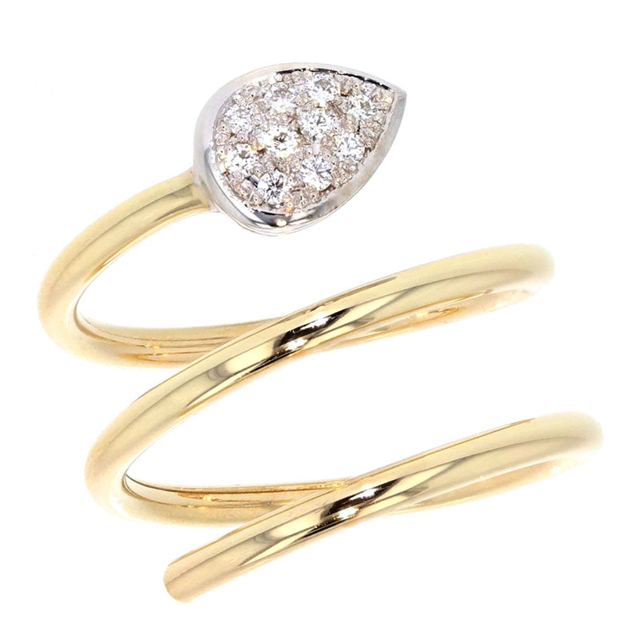 Yellow Gold with Diamonds Coil Ring