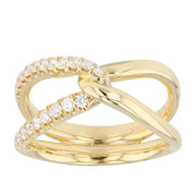 Diamonds in Yellow Gold "X" Ring