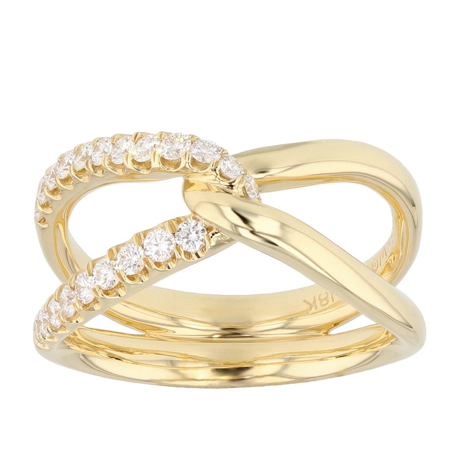 Diamonds in Yellow Gold "X" Ring