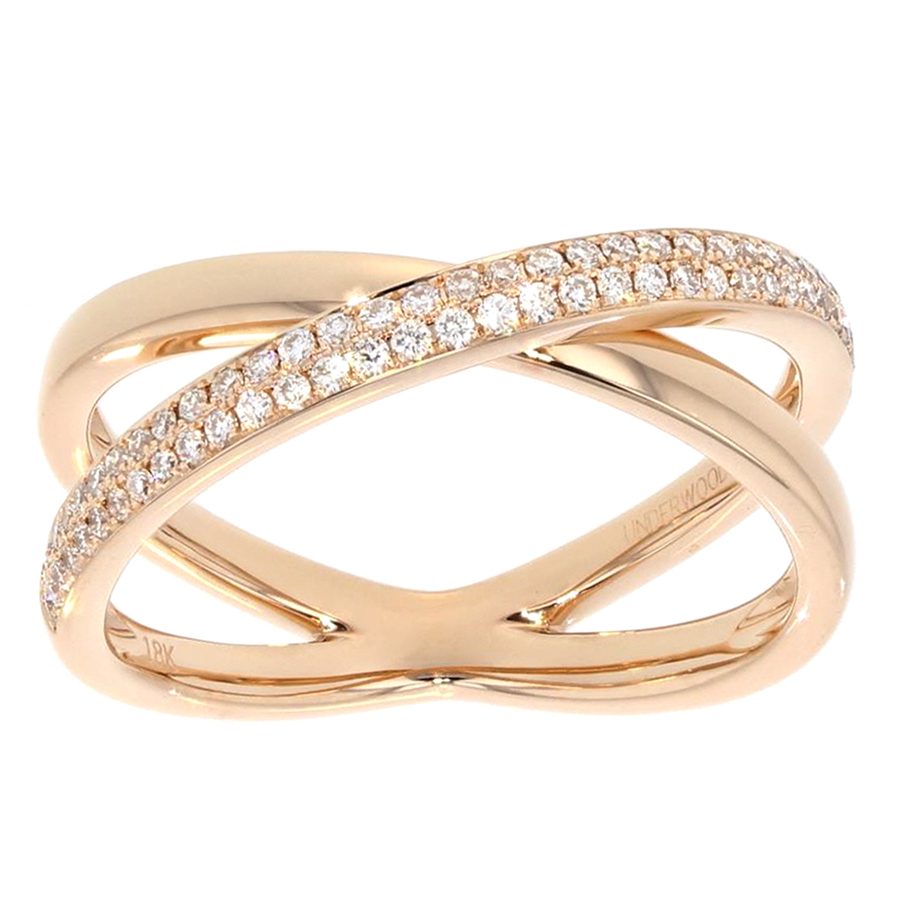 Rose Gold and Diamonds "X" Ring