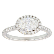 Oval Diamond in Platinum Halo Ring