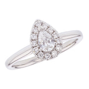Pear Shape Diamond in White Gold Halo Ring