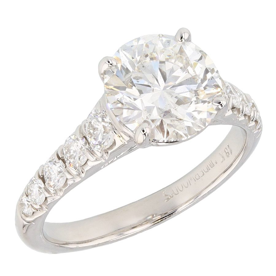 Round Diamond in White Gold Tapered Band Ring