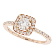 Round Diamond in Rose Gold Halo Ring