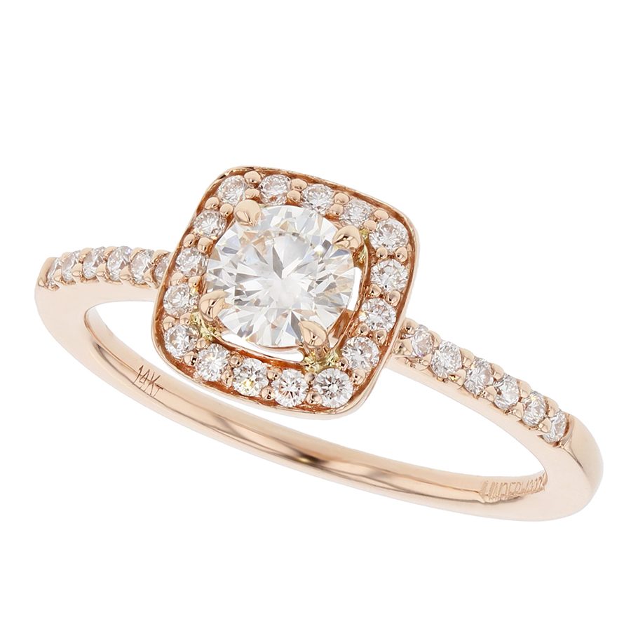 Round Diamond in Rose Gold Halo Ring