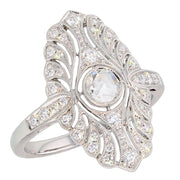 Vintage Style Rosecut Diamond White Gold Ring