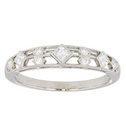 Princess Cut and Round Diamonds in Platinum Ring