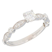 Round Diamond in White Gold Milgrain Ring