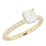 Emerald Cut Diamond in Yellow Gold Hidden Halo Ring