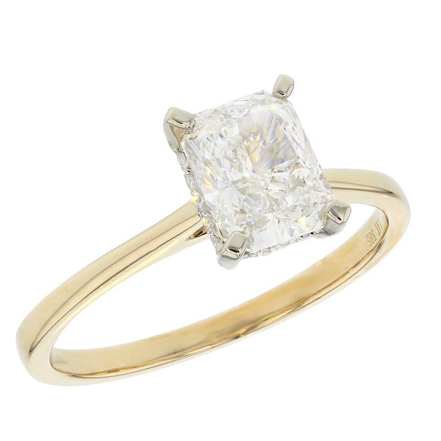 Radiant Diamond in Yellow Gold Hidden Halo Ring