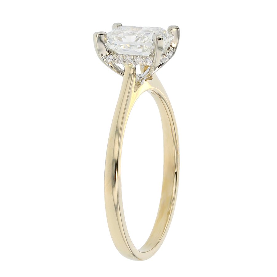 Radiant Diamond in Yellow Gold Hidden Halo Ring