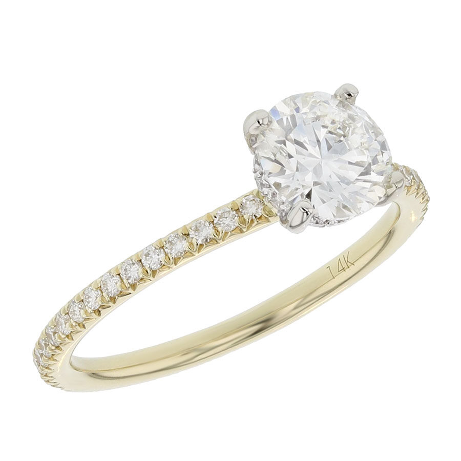 Round Diamond in Yellow Gold Hidden Halo Ring