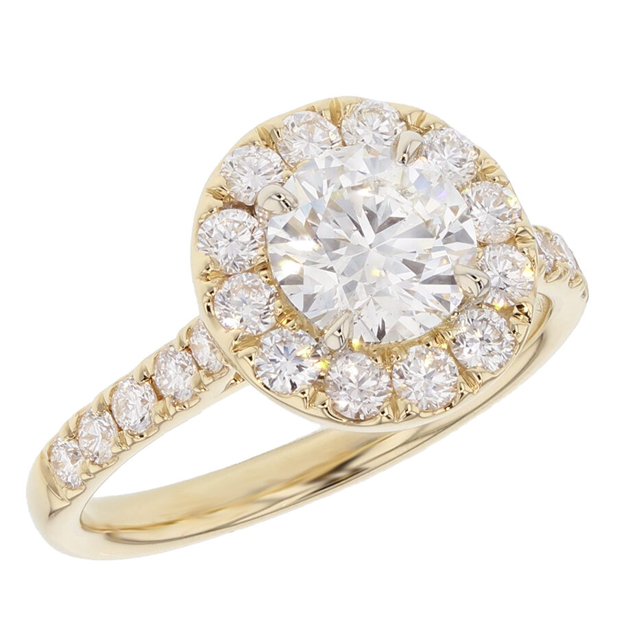 Round Diamond in Yellow Gold Halo Ring