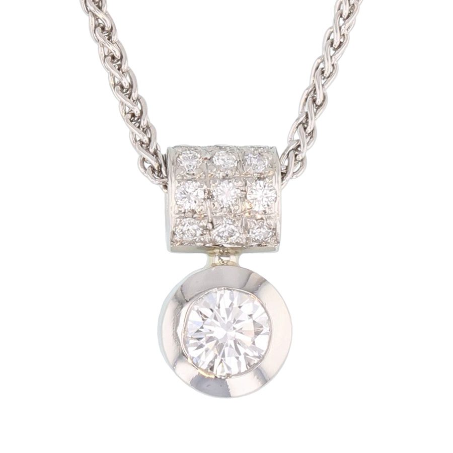 Bezel Set Round Diamond Platinum Pendant