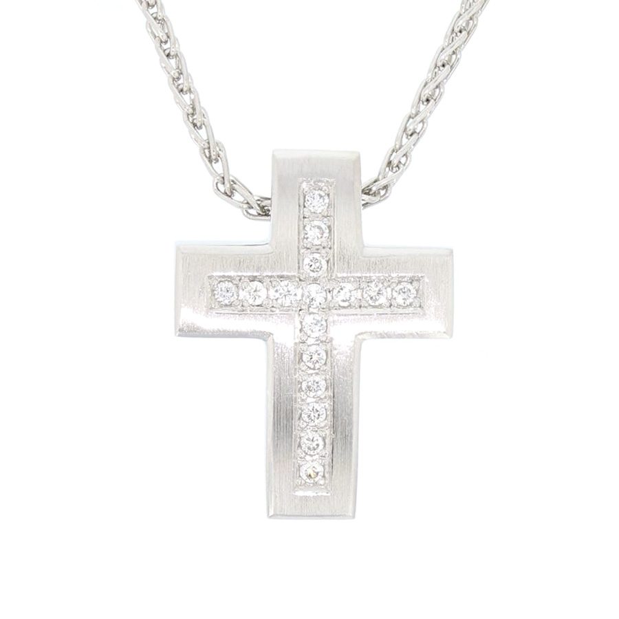 Platinum and Diamonds Cross Necklace
