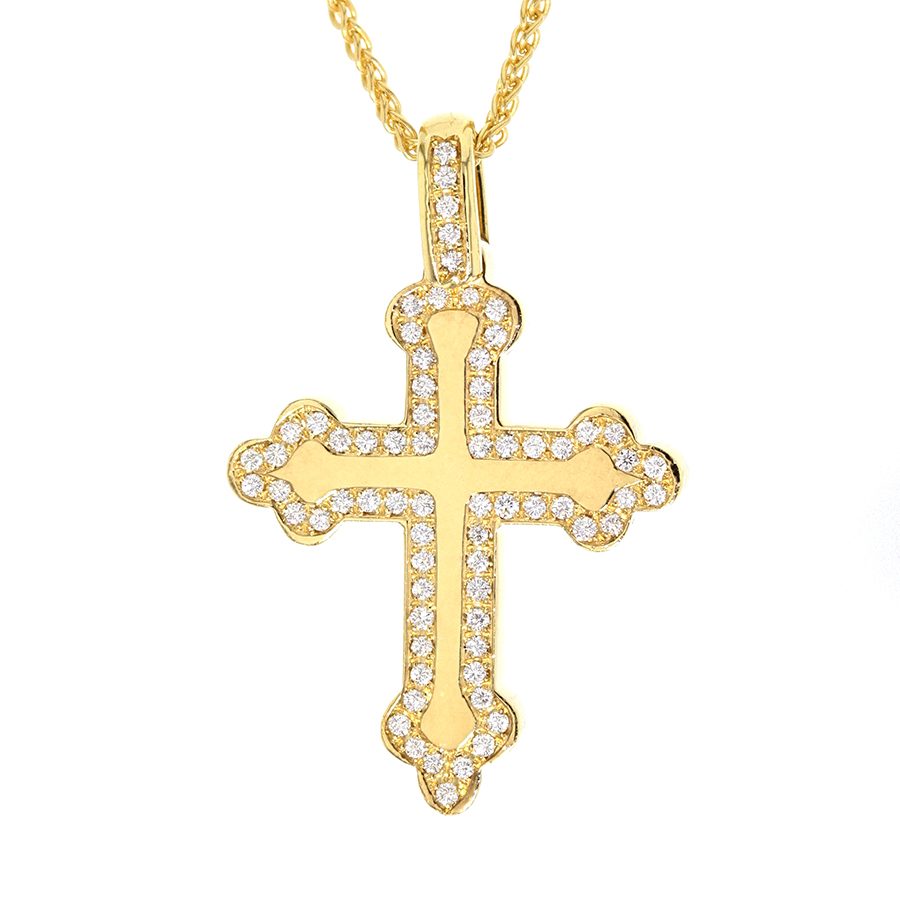 Yellow Gold with Diamonds Cross Pendant