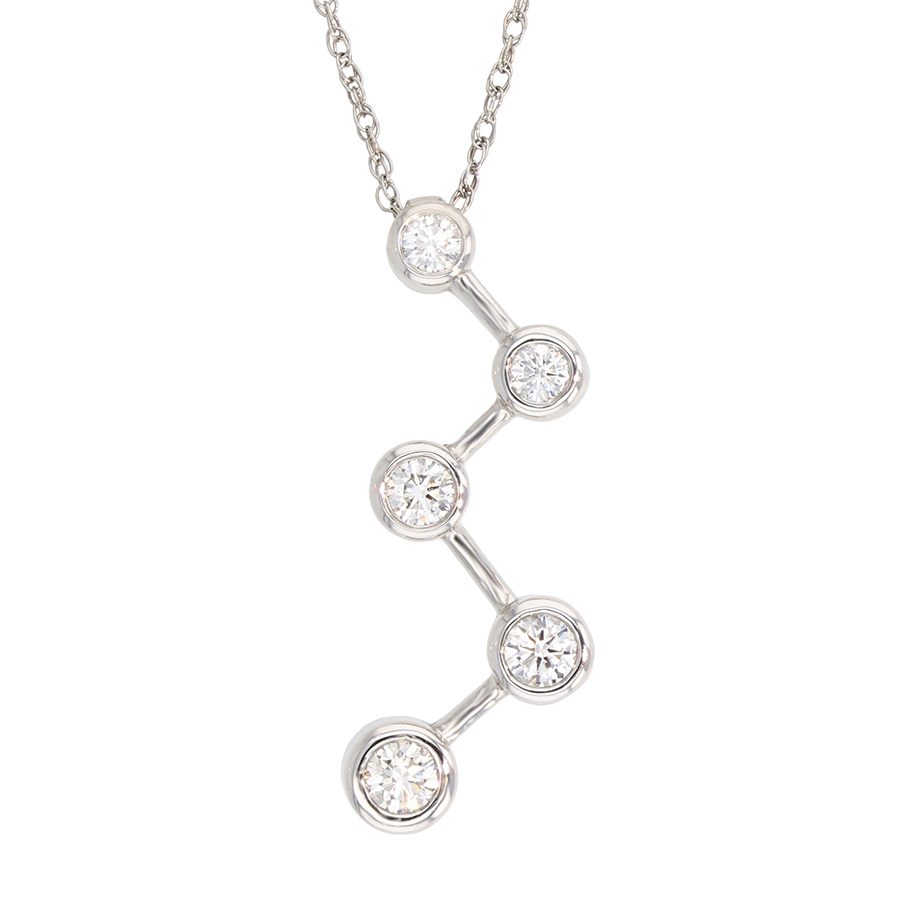 Bezel Set Round Diamonds in White Gold Necklace