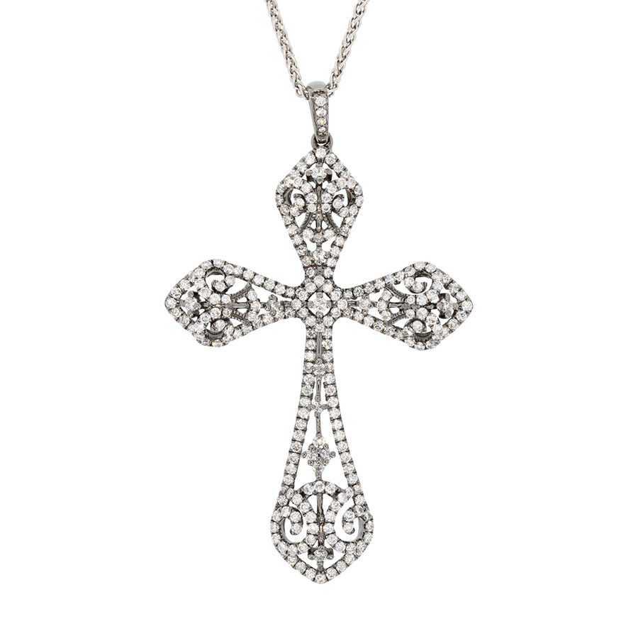 White Gold Diamond Cross Pendant
