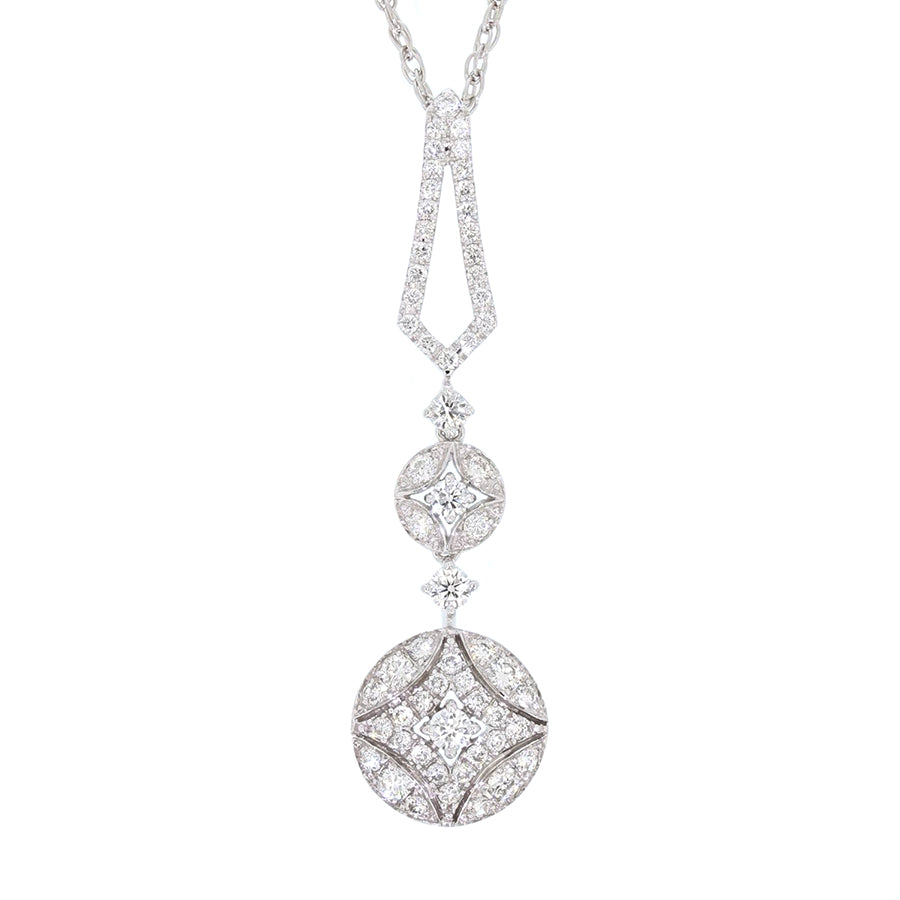 Vintage Inspired White Gold and Diamonds Pendant