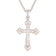 Diamonds in White Gold Cross Necklace