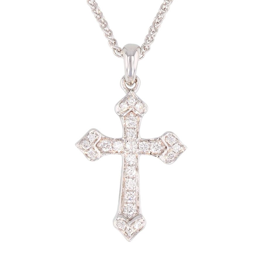 Diamonds in White Gold Cross Necklace