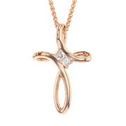 Rose Gold with Diamonds Cross Pendant