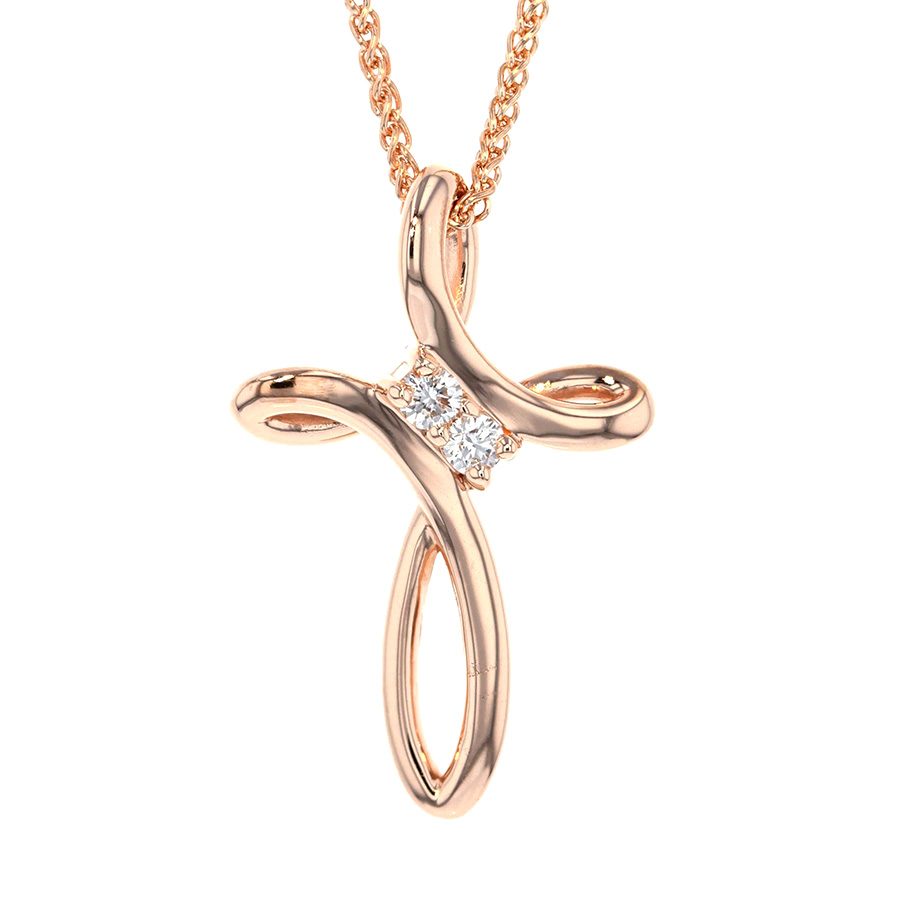 Rose Gold with Diamonds Cross Pendant
