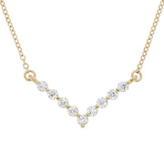 Diamonds in "V" Style Yellow Gold Necklace