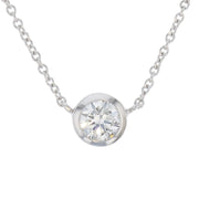 "Trapeze" Style Round Diamond in White Gold Necklace