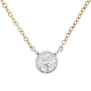 "Trapeze" Style Round Diamond in Yellow and White Gold Necklace