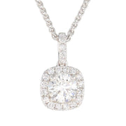 Round Diamond in White Gold Halo Necklace