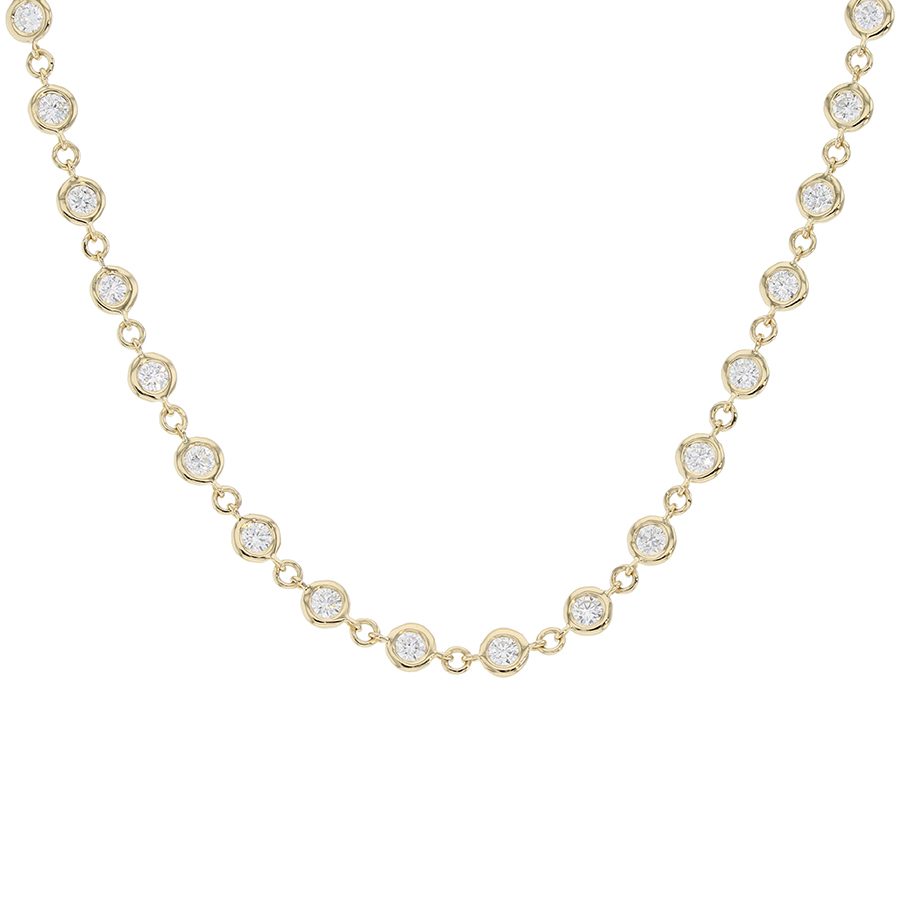 Round Diamonds in Yellow Gold Necklace