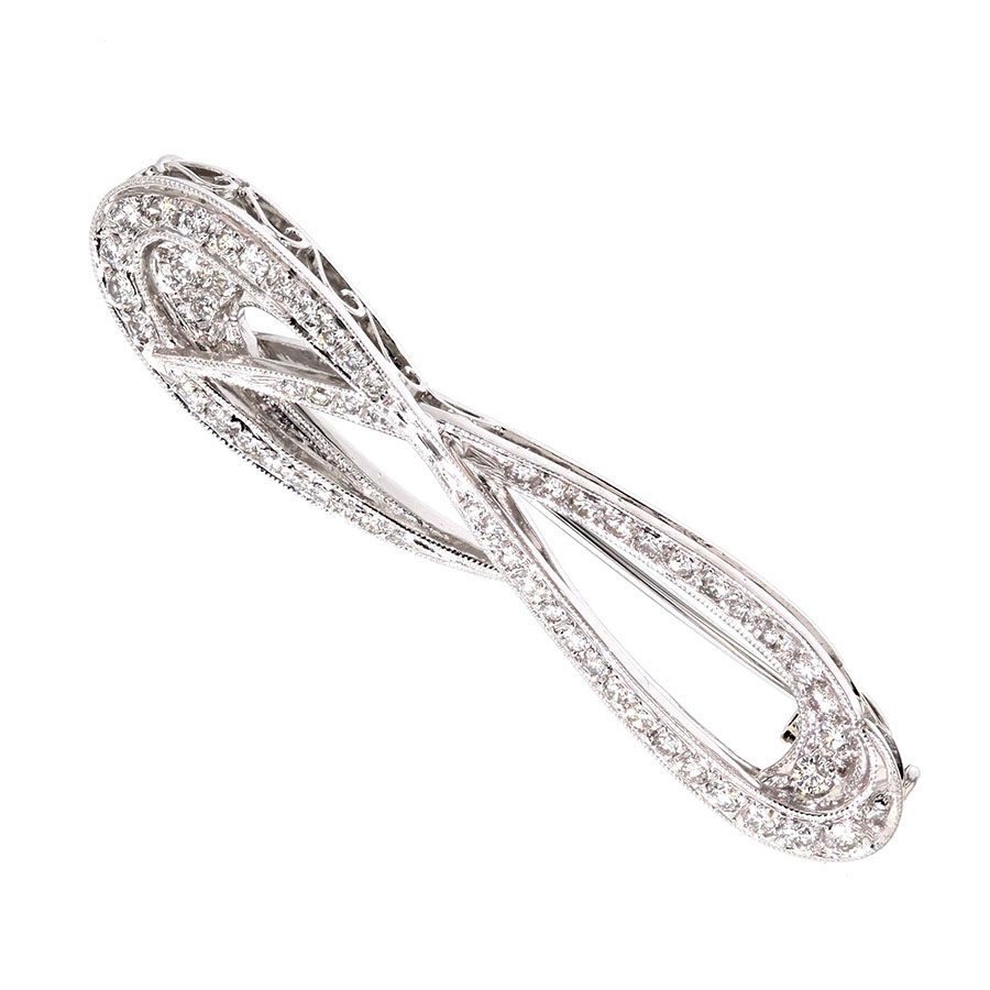 Diamonds in White Gold Brooch