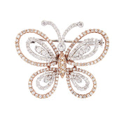 Diamonds in White and Rose Gold Butterfly Brooch