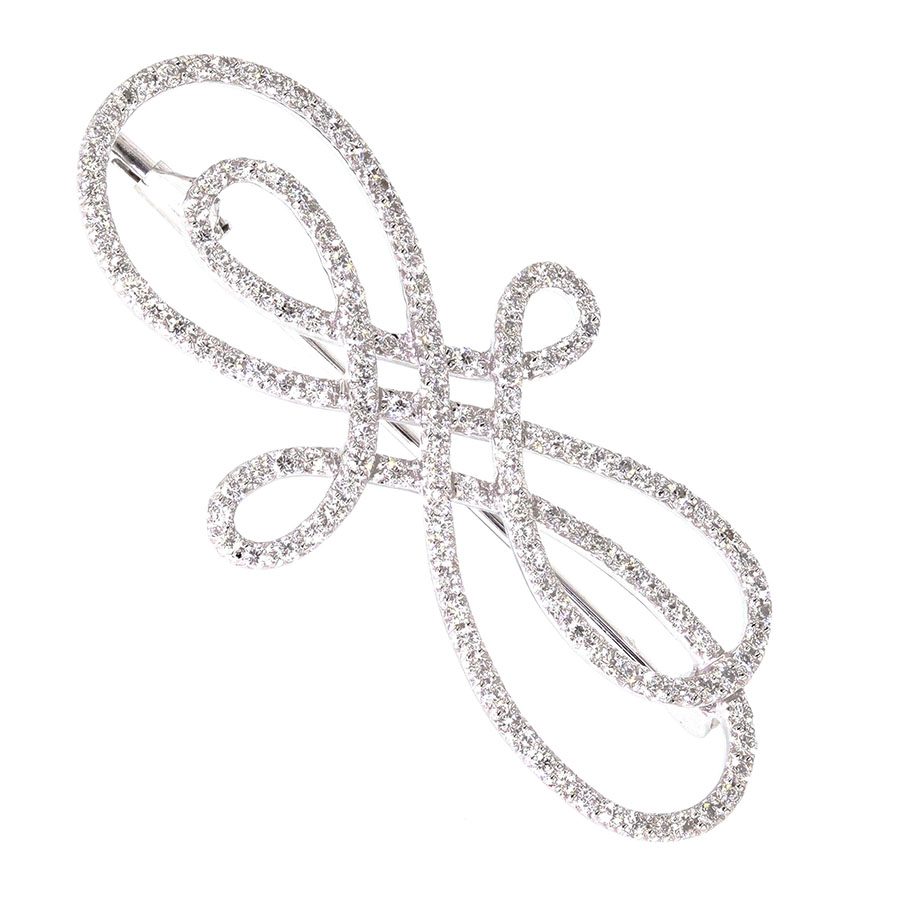Diamonds in White Gold "Swirl" Brooch