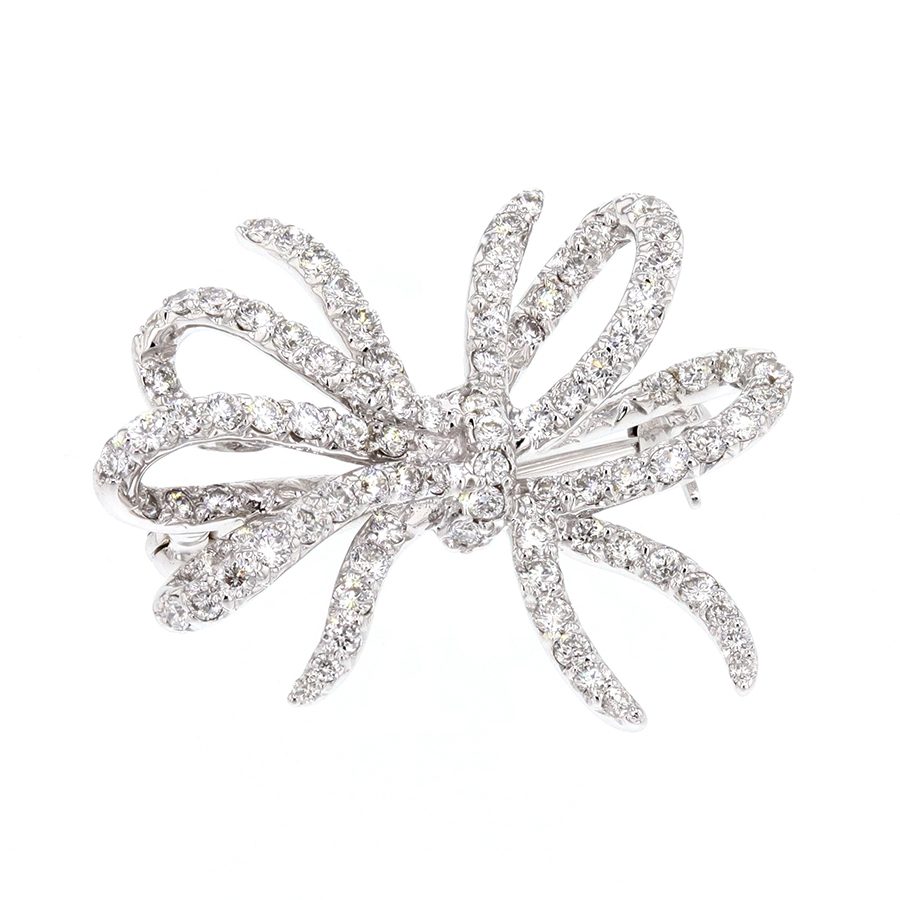 "Bow" Brooch in White Gold with Diamonds