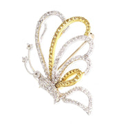 White and Yellow Diamonds in White and Yellow Gold Butterfly Brooch