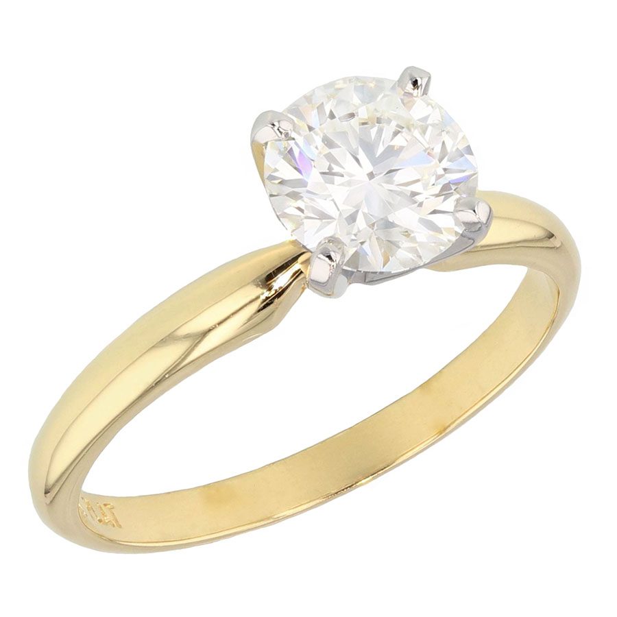 Round Diamond Solitaire Yellow Gold Ring