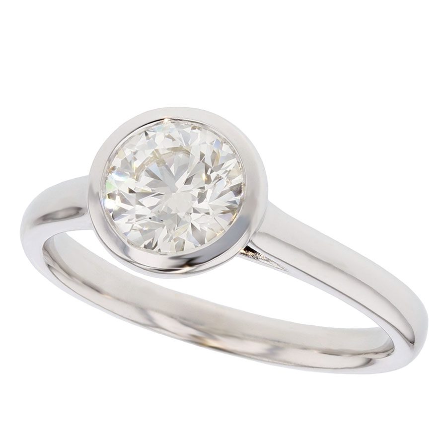 Round Diamond in Bezel Set Solitaire Ring