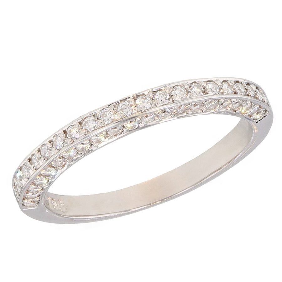 Diamonds in Three-Sided White Gold Band