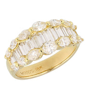 Marquise and Baguette Diamonds in Yellow Gold Ring