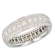 Square and Round Diamonds Three Row Platinum Eternity Band