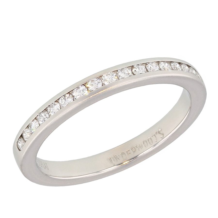 Satin Finish Platinum Diamond Channel Set Band