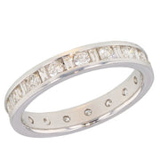 Baguettes and Round Diamonds in White Gold Band
