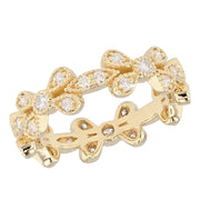 Yellow Gold with Diamonds and Milgrain Eternity Band