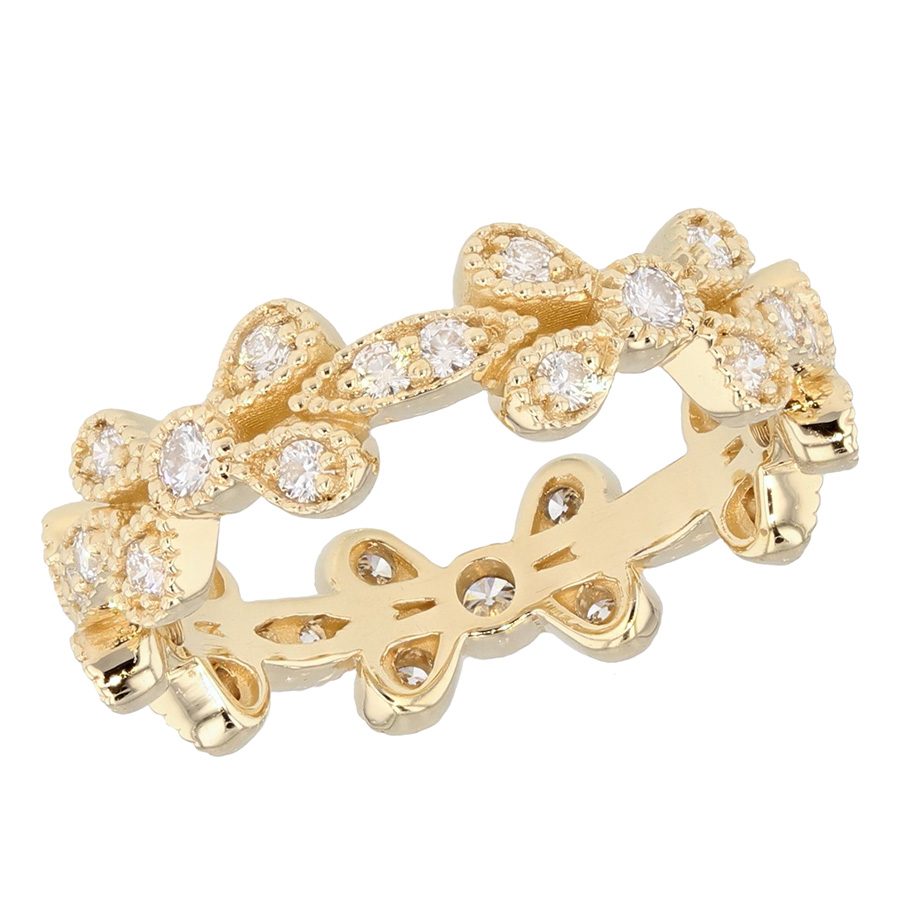 Yellow Gold with Diamonds and Milgrain Eternity Band