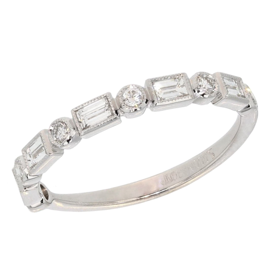 Baguette and Round Diamonds in White Gold Band