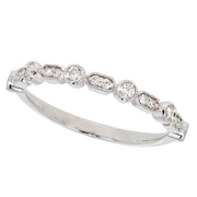Milgrain Edged Diamond Band in White Gold